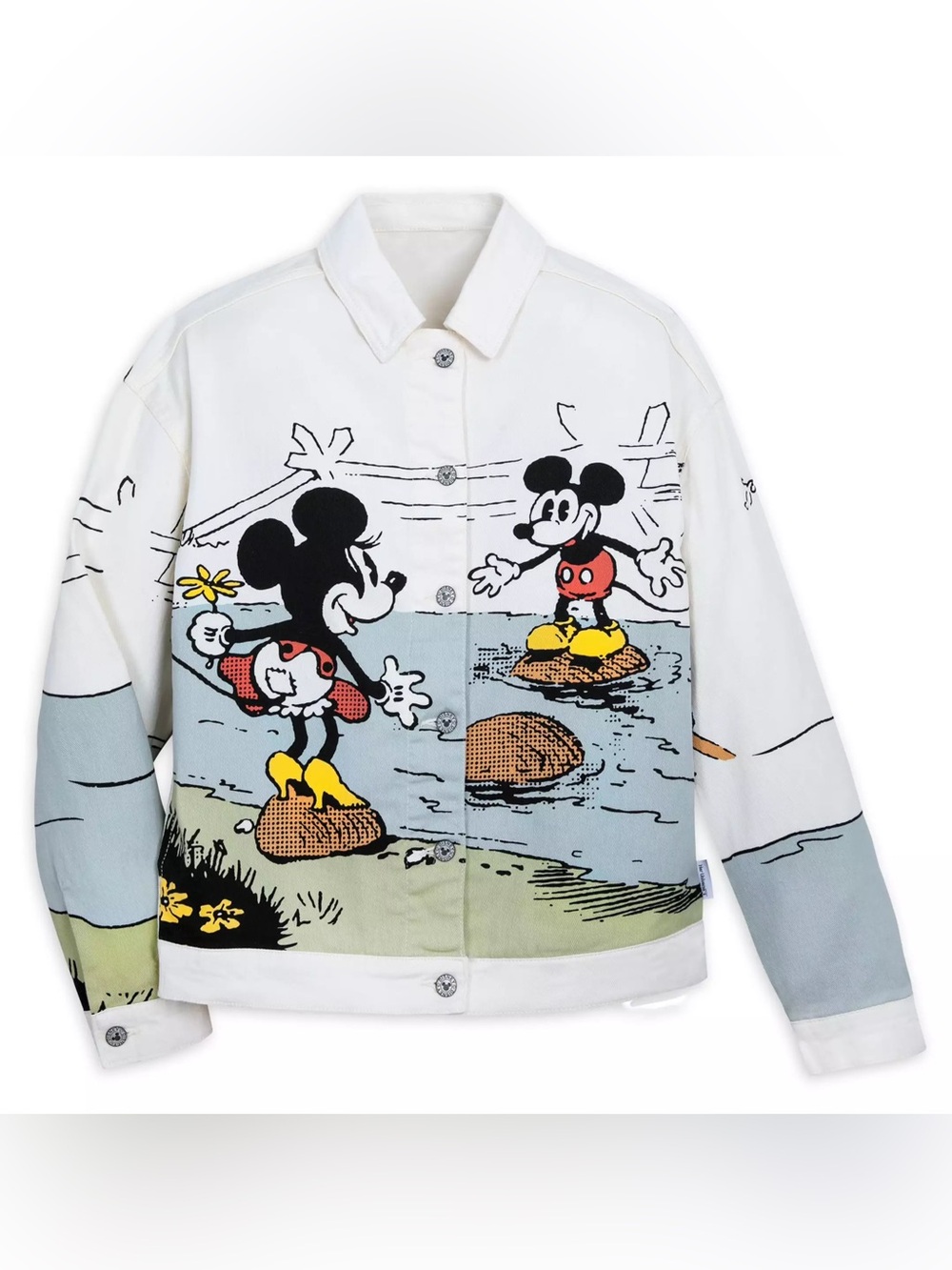 Mickey and Minnie Mouse White Denim Jacket for Adults Size 2X